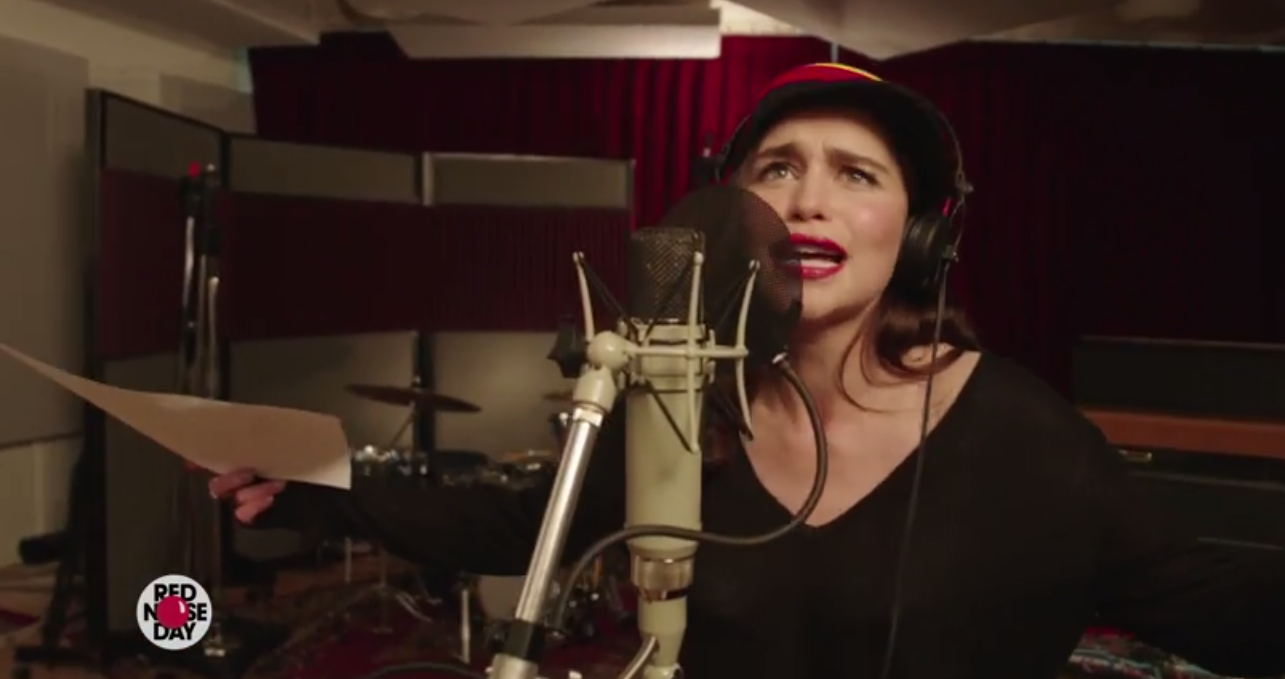 Emilia Clarke (Daenerys Targaryen) puts her soul into rapping "Rustafarian Targaryen" Image source: Screen grab/ YouTube