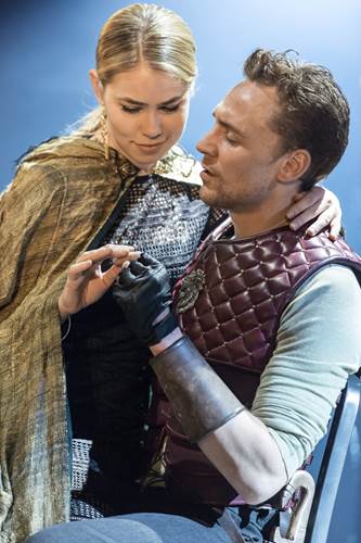 Sorensen with Tom Hiddleston in Coriolanus Image source: donmarwarehouse.com